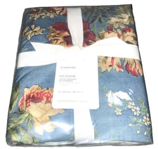 Pottery Barn Blue Floral "Meadow" STANDARD Pillow Sham 26x20” Cottage Flowers
