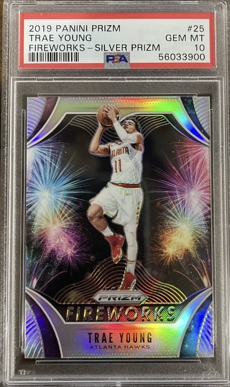 2019-20 Panini Prizm Fireworks TRAE YOUNG Silver Prizm PSA 10 #25 GEM MINT Hawks