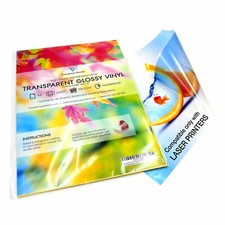 A4 Clear Vinyl Sticker Paper Glossy Waterproof Sheet Laser Printable Only
