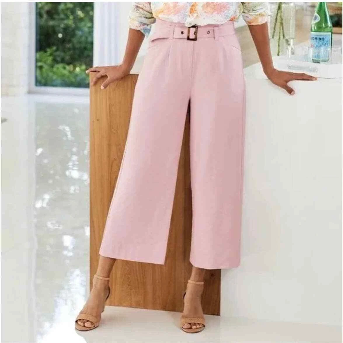 Pink belted best sale pants