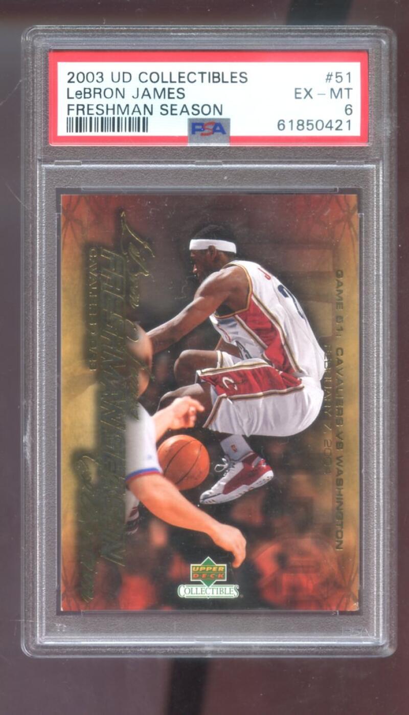 2003-04 UD Upper Deck #51 Lebron James Freshman Season ROOKIE PSA 6 Graded Card