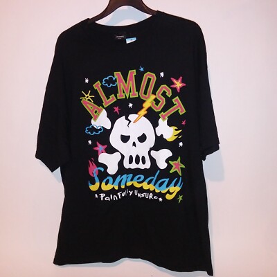 Almost Someday Mens T Shirt XXL 2X Black Multi SKull Graphic Tee Short Sleeve