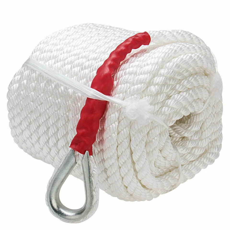 Âncora de barco de náilon 3/4"x150' três fios torcidos corda de amarração doca linha dedal - Imagem 3 de 4