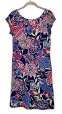 T by Talbots Women’s Short Sleeve  Multicolor Paisley  Pullover Dress Sz Small