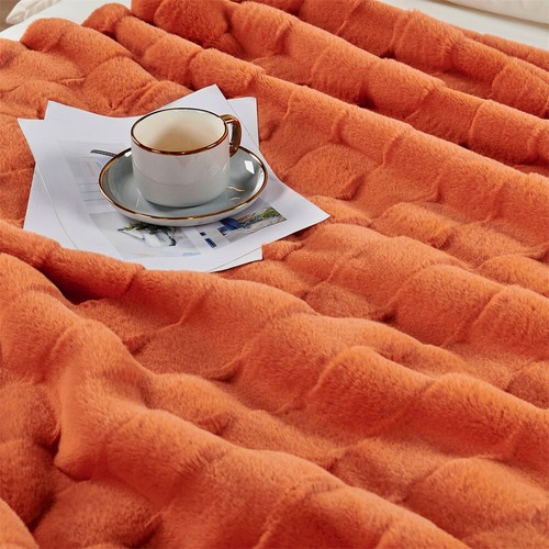 Brick Faux Fur Throw Blanket Luxurious Soft Reversible Micromink Blanket Gift - Picture 86 of 89