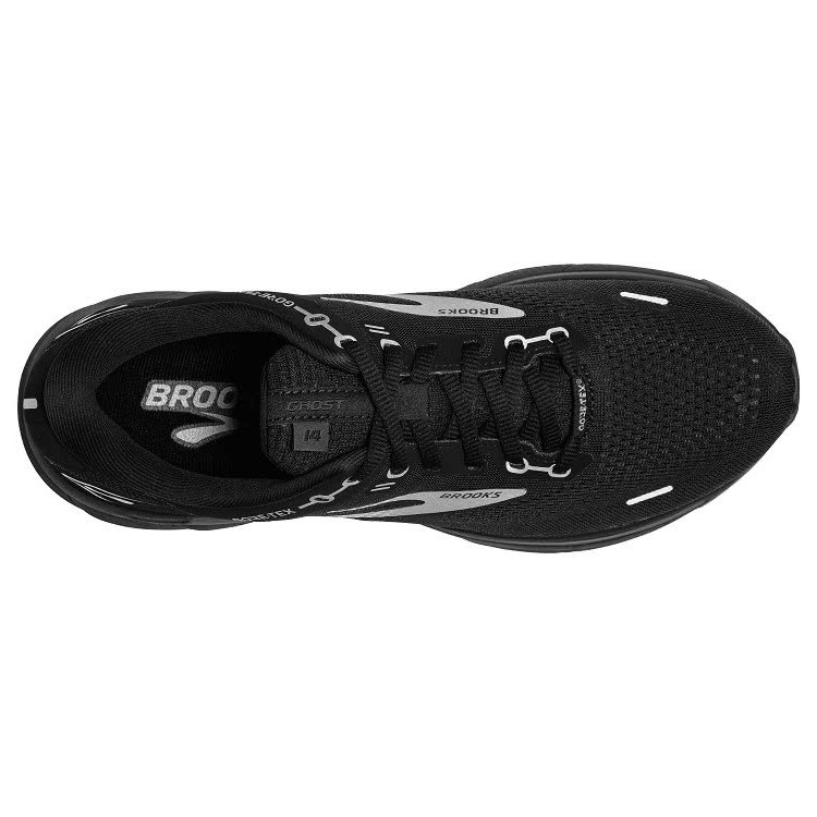 Brooks Ghost 14 GTX Black Silver Grey 2E Wide Men Trail Running