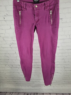 Bebe Purple Skinny Zipper Stretchy Jeggings Jeans Pants USA