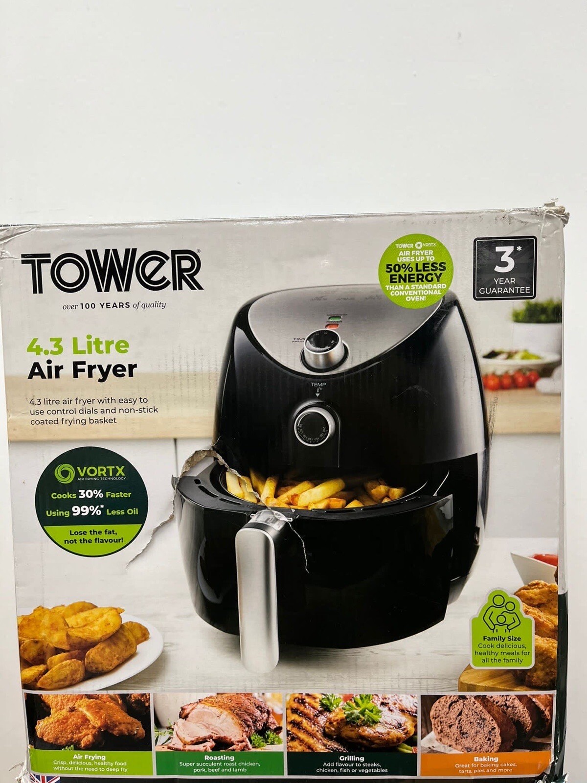 Tower T17021 4.3L Manual Air Fryer 5056032925489 eBay