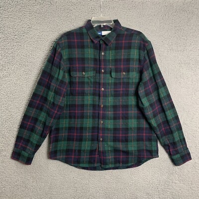 Old Navy Button Down Shirt Mens Large Multicolor Plaid Long Sleeve Regular Fit