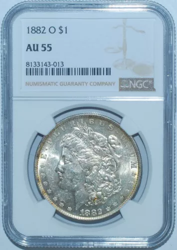 1882 O NGC AU55 VAM-29A Super CD Doubled Date Elite Clashed Morgan Silver Dollar