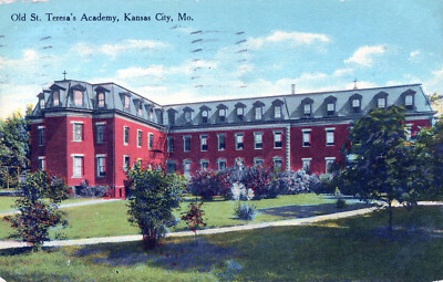 Old St Teresa's Academy Kansas City MO Postcard 3.5''x5.5'' Posted 1910