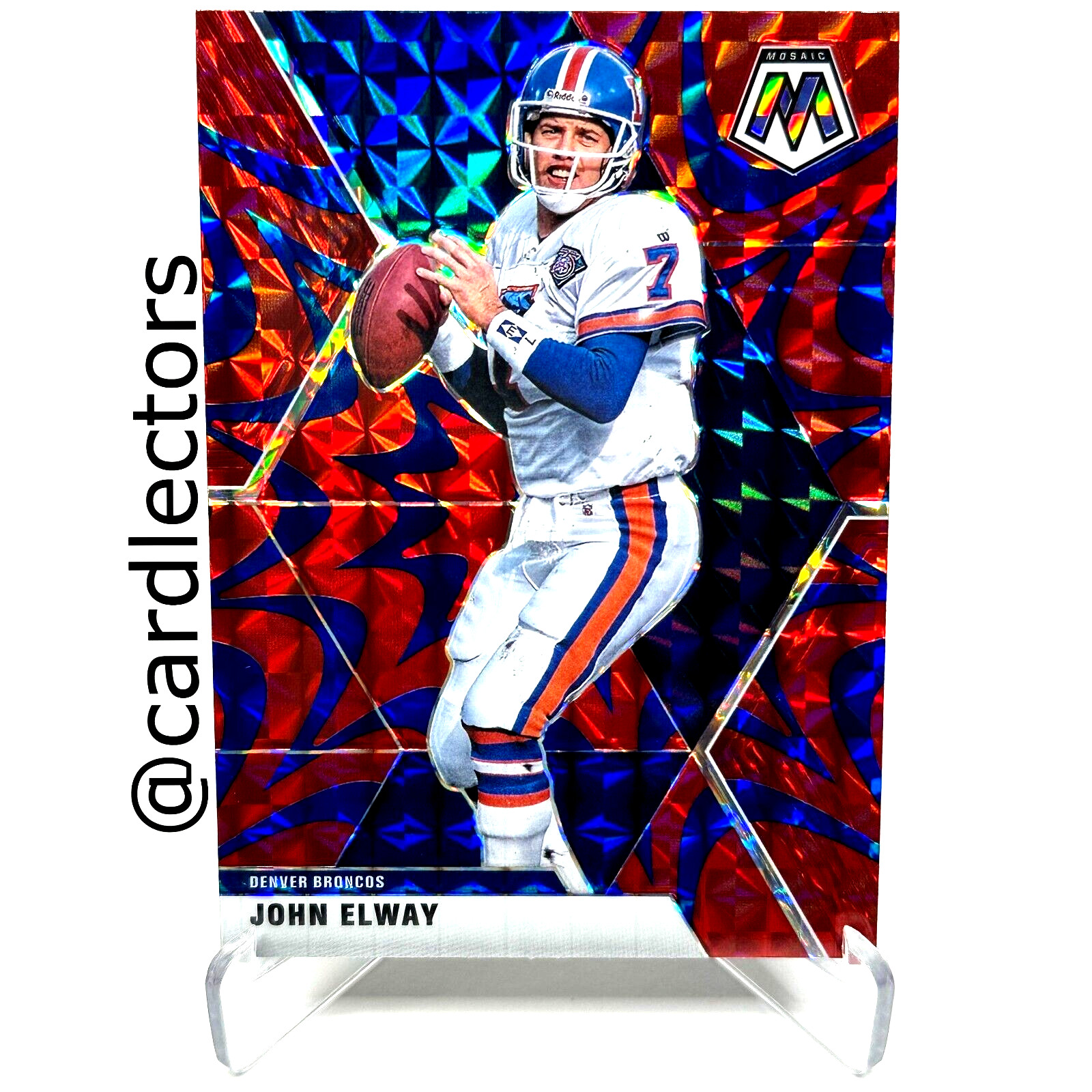2020 Panini Mosaic Football JOHN ELWAY #67 Reactive Blue PRIZM Parallel BRONCOS