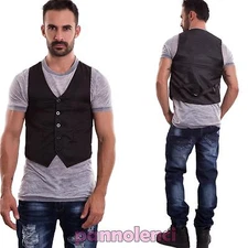 Men's Basic Elegant Casual Sleeveless Jacket Shiny Back New N2009