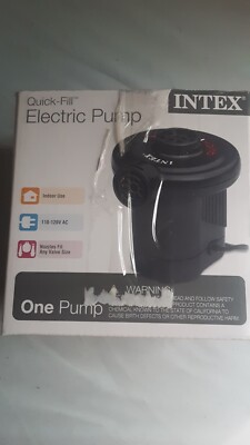 AC Electric Air Pump Intex 120V Quick Fill  with 3 Nozzles, Black New Portable