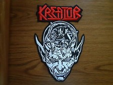 KREATOR + LOGO,SEW ON RED AND WHITE EMBROIDERED LARGE BACK PATCH