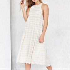 UO kimchi blue beige gingham sleeveless midi dress size M