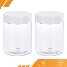 2Pcs Round Plastic Jars with White Lid 10oz 300ml Clear Empty Containers