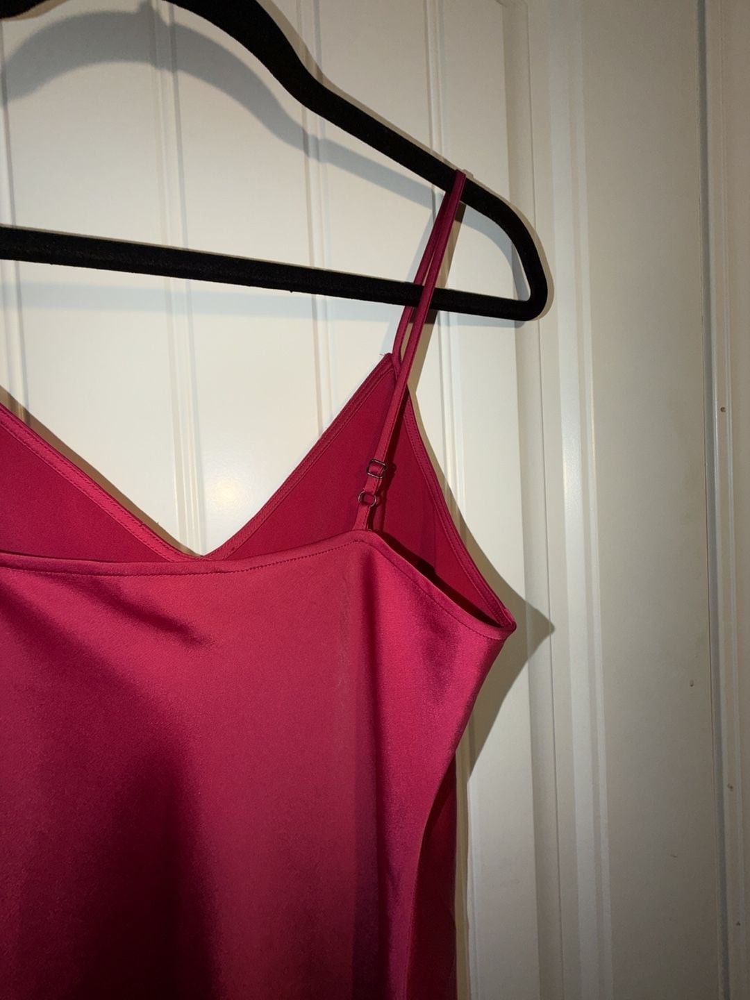 Banana Republic Petite Satin Midi Slip Dress with Covered Buttons in Berry Pink, photo 6