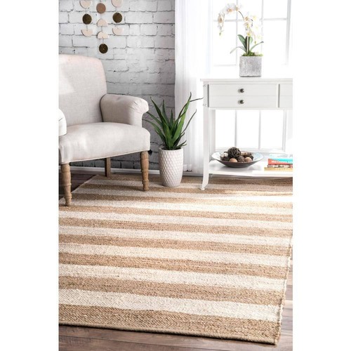 Alisia Stripes Jute Off White 4 ft. x 6 ft. Area Rug - Picture 2 of 11