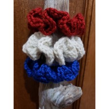 Handmade Elastic Hair Scrunchie Women's Girl Tie Crochet Knit USA Lot of 3 