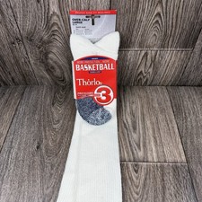 Thorlos Socks Basketball Unisex Large Thorlon Max Cushion White Acrylic B-13 NOS