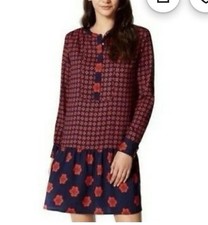 Ann Taylor LOFT Shift Dress Floral Drop Waist Red & Blue; Sz. S