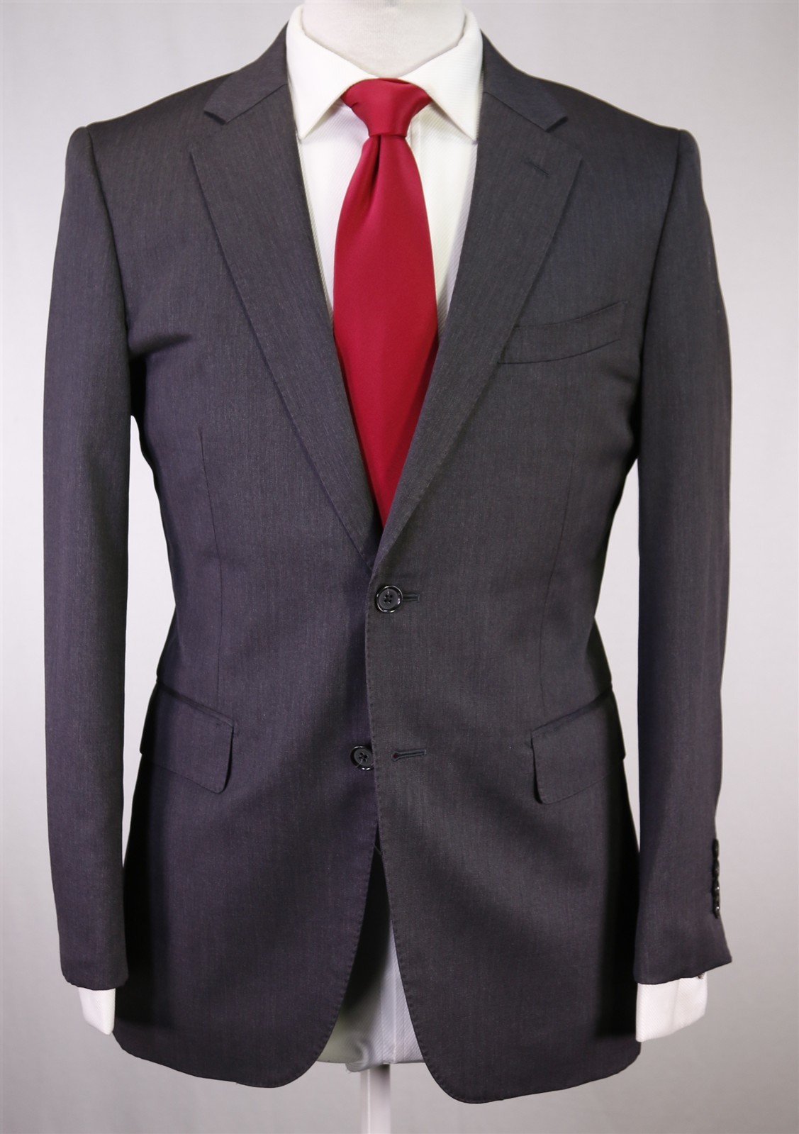 Paul Stuart Solid Gray 2-Btn Wool Suit Recent Mad… - image 2