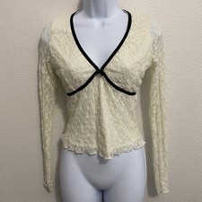 Y2K Floral Lace Coquette Babydoll Top S Fairy Romantic Feminine Sheer Festival