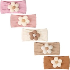 C llot Cllot 5 Pcs Baby Flower Headbands Baby Girls Nylon Headbands Soft