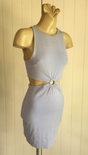 Grey stretch DRESS Sleeveless Bodycon Mini Cotton Cutaway waist Ring Kookai Sz 2