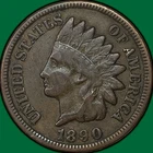 1890 Indian Head Cent Fine F Coin #38588