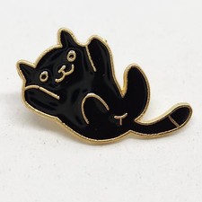 Cat Black Kitten Metal Enamel Pin Gold Tone Backing Lapel Backpack Hat Brooch