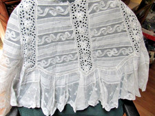 Victorian White Bottom Half Petticoat Skirt Ruffled Flounce 56" Around Top
