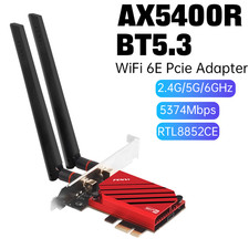 AX5400 WiFi 6E PCIe Card Desktop Adapter with Bluetooth 5.3 RTL8852CE for Gaming