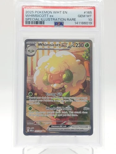 WHIMSICOTT EX 2025 POKEMON WHITE FLARE #165/086 SIR PSA 10 Q0895