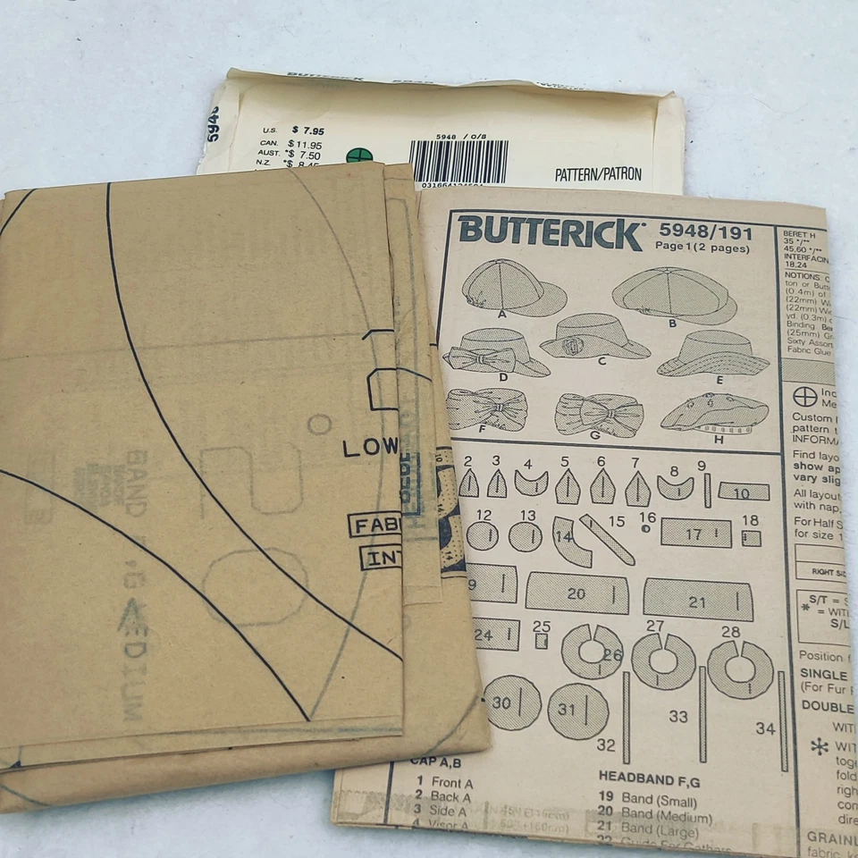 New Butterick Pattern 5948 Misses 13 GREAT HATS in Three sizes - Image 3 of 3