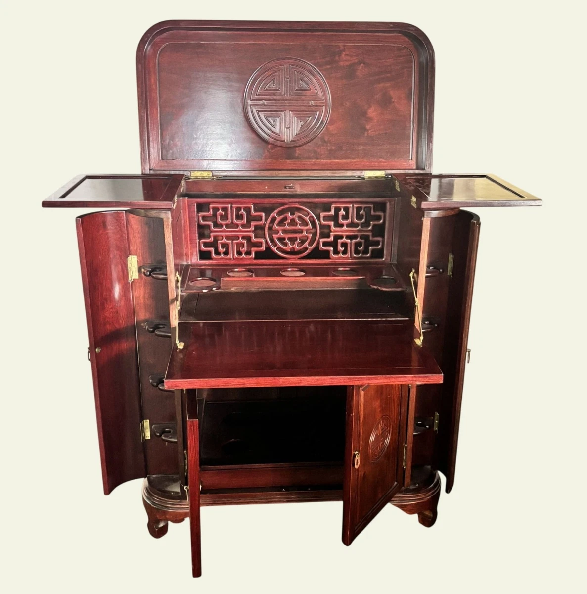 红色中国风木制橱柜| eBay