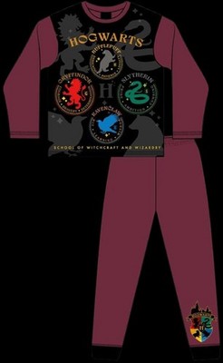 HARRY POTTER Jungen Schlafanzug / dunkelrot Langarm HOGWARTS PJs Gr. 4-10 Jahre