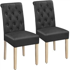 Dining Chairs Set of 2 Faux Leather Kitchen Chair with Solid Legs for Home, Grey