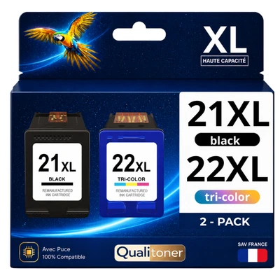 Cartouches compatibles pour HP 21XL Noir + 22XL Couleur - Photo 1/4