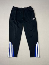 Vintage Adidas Sweatpants Mens L Black Blue Tricot Joggers Zip Legs 90s Y2K