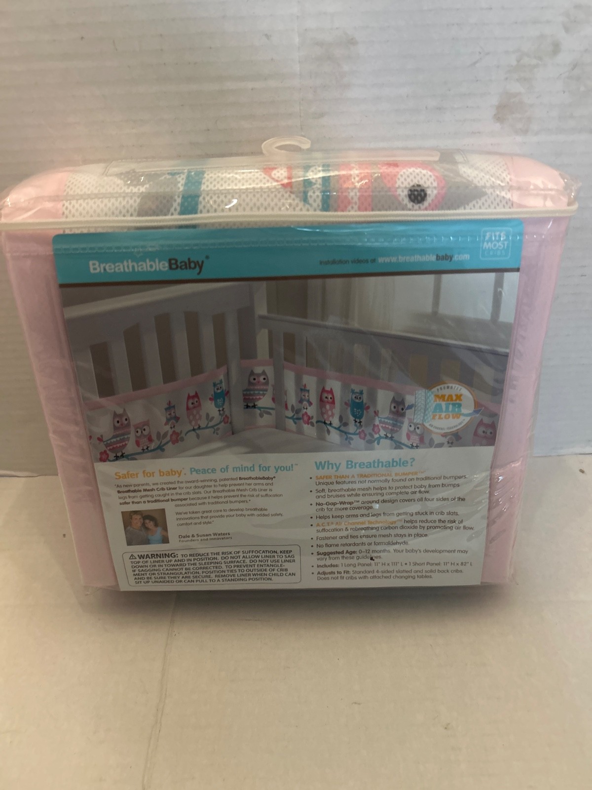 BreathableBaby Breathable Mesh Crib Liner Pink Max Air Flow Fits Most Cribs-New