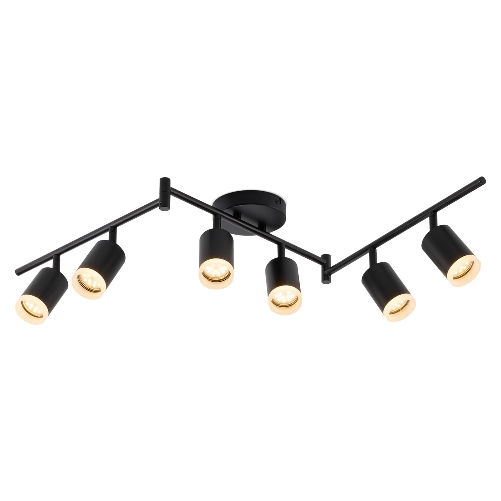 Bojim 6 Light Black Track Lighting Kit, Modern LED Track Lighting Fixtures Ce...