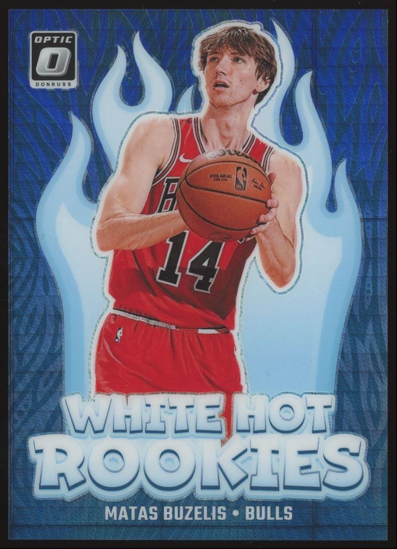 Matas Buzelis Rookie #10 2024-25 Donruss Optic White Hot Rookies Blue Hyper /175