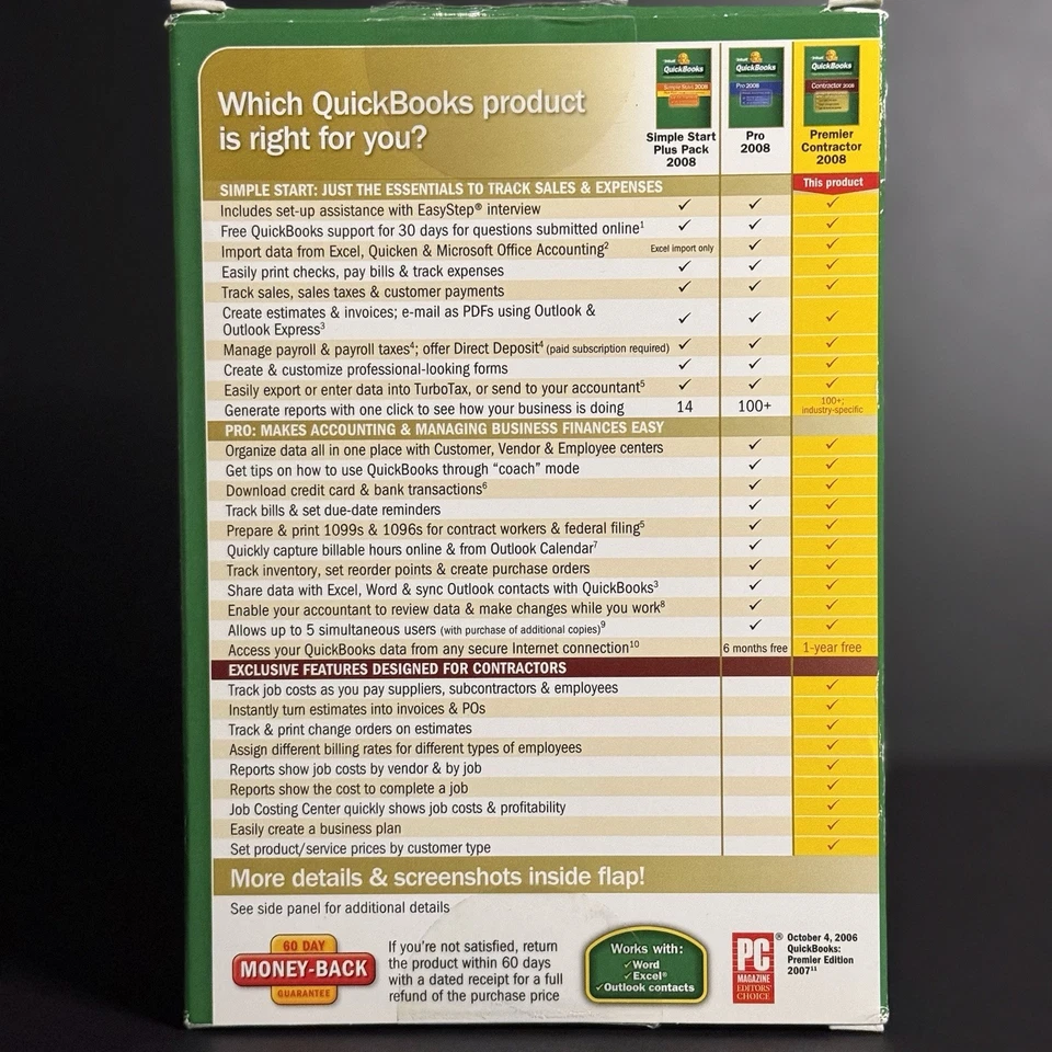 Quickbooks Premier Industry 2008 Contractor US Version Full Retail - TESTED - Image 4 of 4