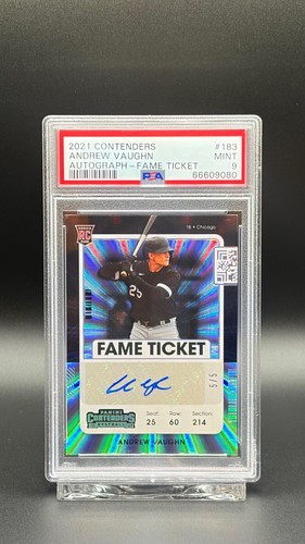 Andrew Vaughn, PSA 9, PSA pop 1!  5/5 SSP / 2021 Panini Contenders Auto Fame RC