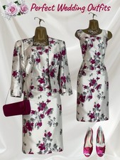 JACQUES VERT UK 8 10 Petite Pink Grey White Mother Of The Bride Outfit Bag Shoes