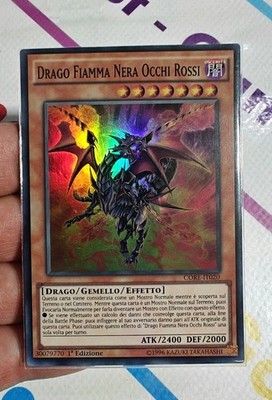 Yu-Gi-Oh DRACHE SCHWARZE FLAMME ROTE AUGEN SUPER RARE CORE-IT020 NEU