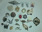 Vintage Mixed Jewelry Lot 20+ Brooches Costume Estate Find - LOT #2 Some Signed