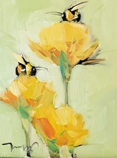 Jose Trujillo Art PRINT 16x20 Expressive Painting Nature Bees Flowers